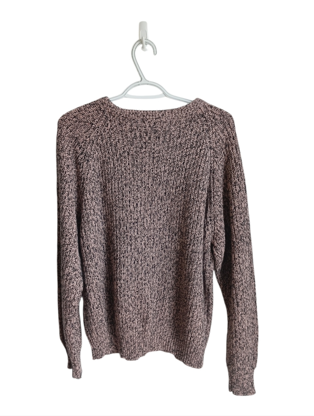 Vintage 80's  Marled Brown/light Pink  Crewneck Knit Sweater Large Grandmacore - Picture 2 of 12